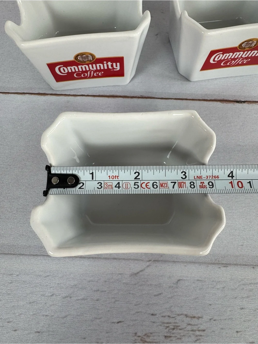 Vintage Community Coffee Ceramic Sugar Packet Caddy Set of 3 Advertising